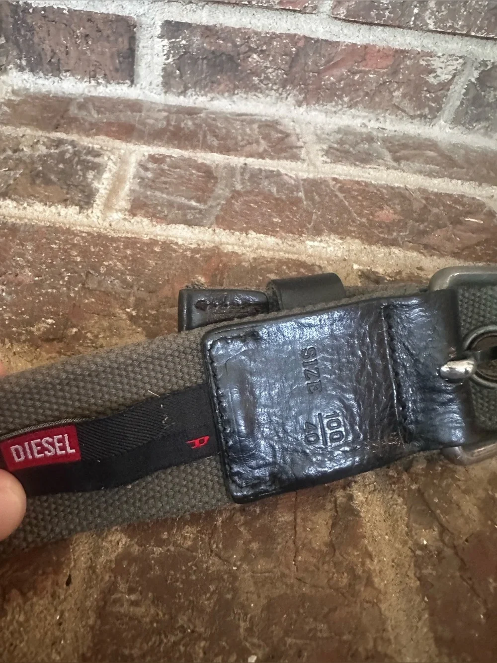 VTG Diesel Canvas Grommet Belt Leather Trim Y2K Utility